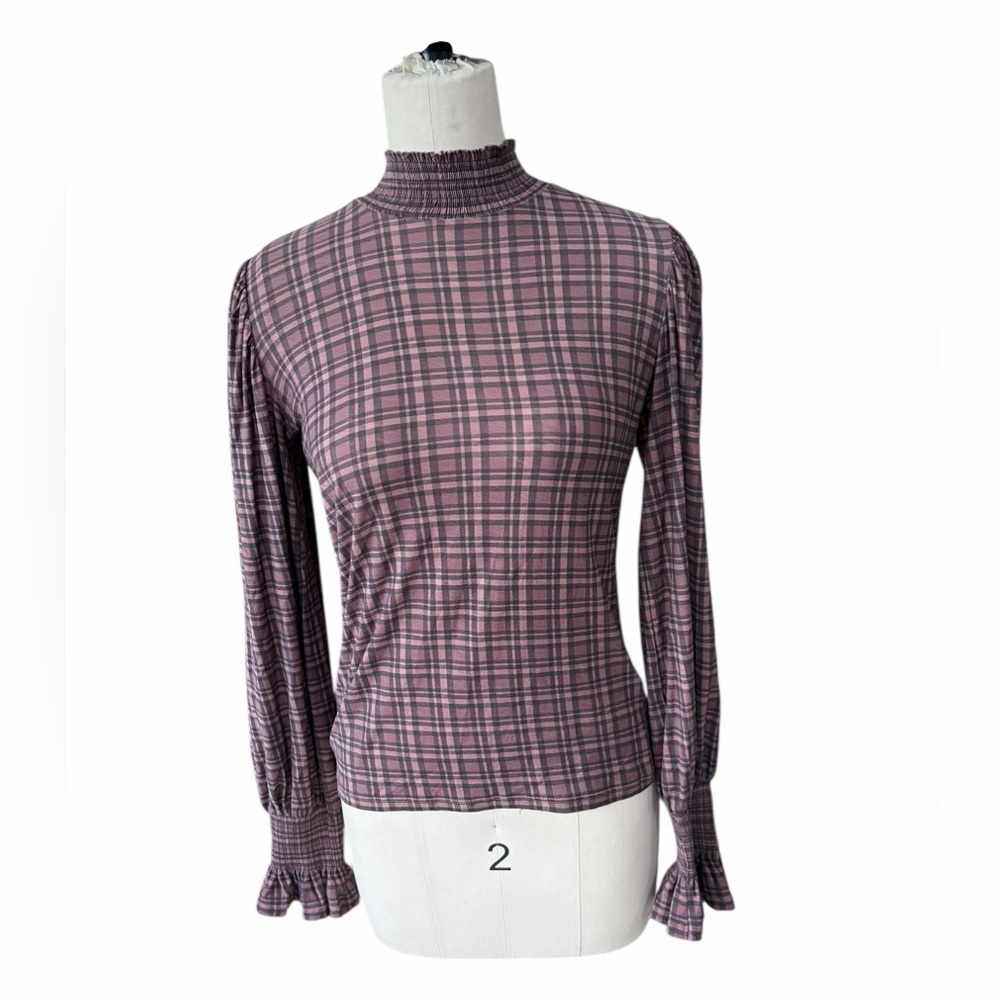 Nation Prim and Proper Plaid High-Neck Women's Top size xs‎ - Picture 3 of 7